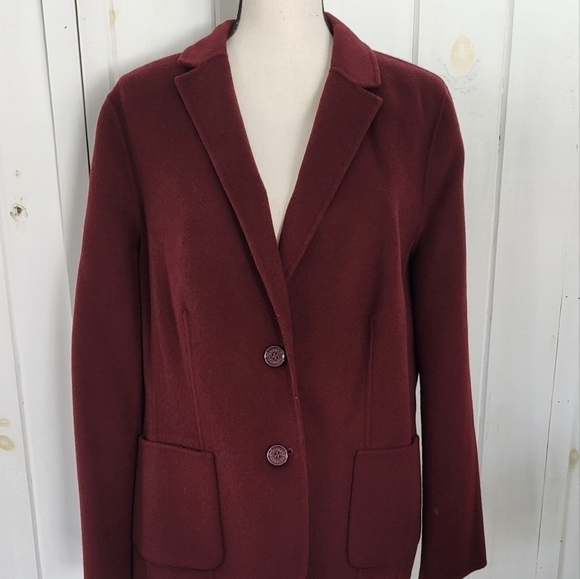 Talbots Burgundy Wool 2 Botton Blazer Jacket Size 16 - Picture 1 of 10